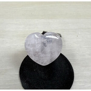 Chunky One Piece Pink Rose Quartz Heart Polished Stone Ring Size 5.5